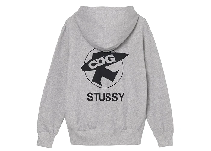 CDG-x-Stussy-Hoodie-Heather-Grey