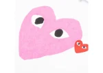 Comme Des Garcons Play Red Emblem Heart T-Shirt White/Pink - Image 2