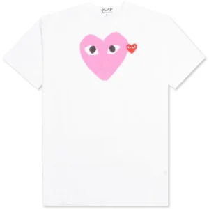 Comme Des Garcons Play Red Emblem Heart T-Shirt White/Pink
