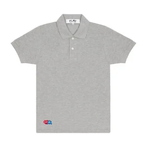PLAY POLO RED INVADER HEART AND BLUE EMBLEM (GREY)