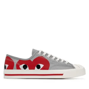 PLAY CONVERSE Low Top Red Heart Jack Purcell Sneakers Red