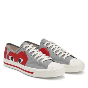 PLAY CONVERSE Low Top Red Heart Jack Purcell Sneakers Red