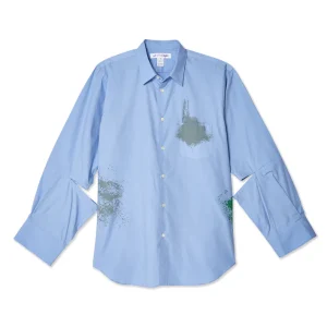 CDG SHIRT Men's Cotton Poplin Garment Printed Shirt Blue