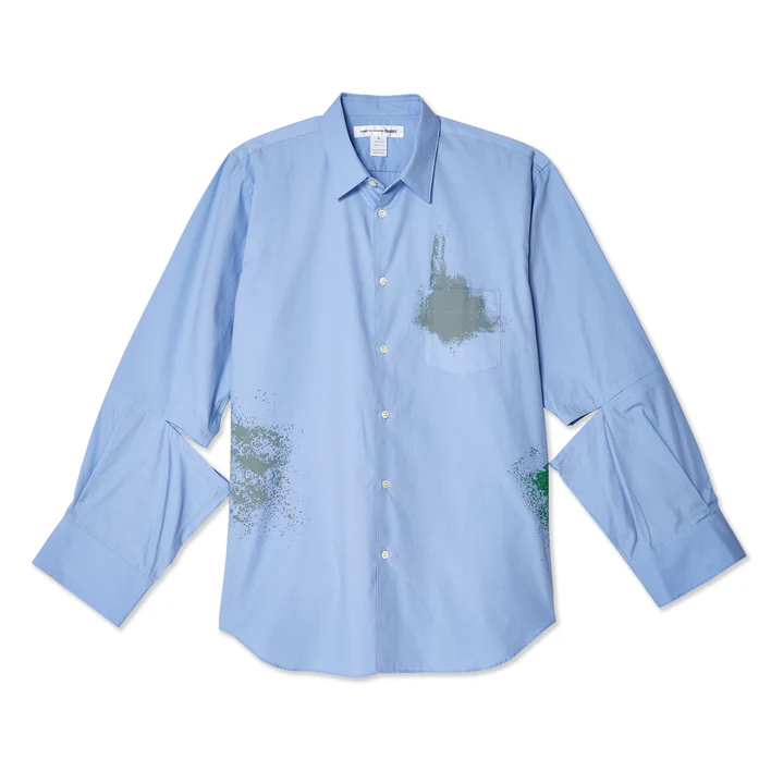 CDG SHIRT Men's Cotton Poplin Garment Printed Shirt Blue