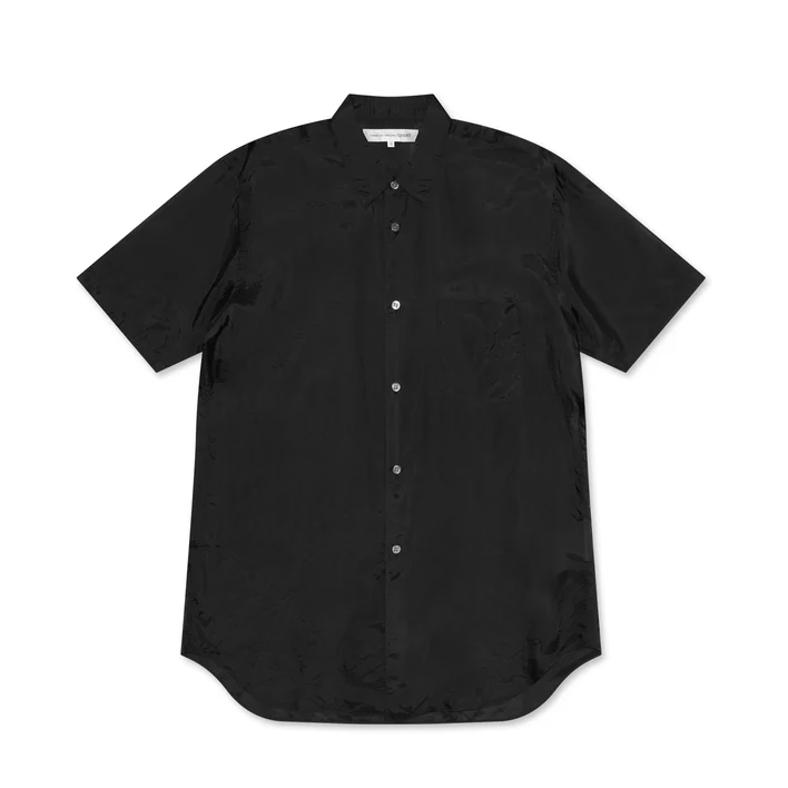 CDG SHIRT Washed Cupro Short-Sleeve Shirt Black