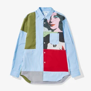 CDG SHIRT Andy Warhol Men's Cotton Stripe Shirt Print K-2