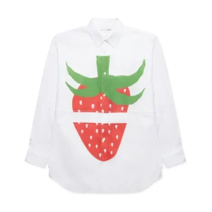 CDG SHIRT Strawberry Cotton Poplin Shirt White