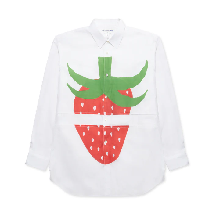 CDG SHIRT Strawberry Cotton Poplin Shirt White