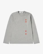 Play Multi Red Heart Longsleeve T-Shirt Grey