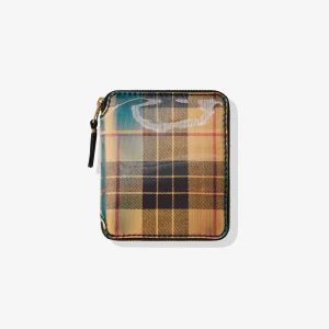 Lenticular Tartan Full Zip Around Wallet Yellow/Green
