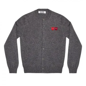CDG Play Double Heart Cardigan (Grey)