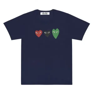 CDG Play T-shirt With Red/Green/Black Hearts