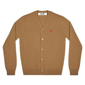CDG Play Men Cardigan With Small Red Heart (Brown)