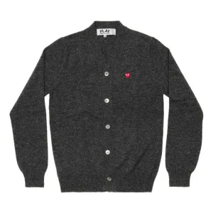 CDG Play Men Cardigan With Small Red Heart (Grey)