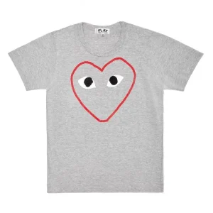 CDG Play T-shirt Red And White Outline Heart