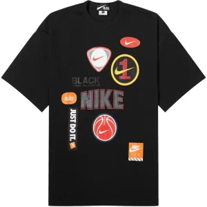 Nike x Comme des Garcons Black Oversized Multi Logo Print T-shirt