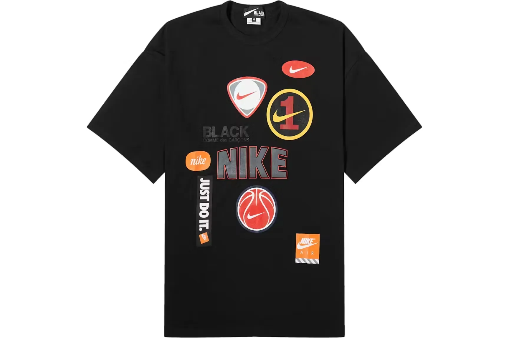 Nike x Comme des Garcons Black Oversized Multi Logo Print T-shirt