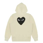 CDG Play Hooded Sweatshirt with Big Hearts Ivory Back Side