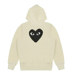 CDG Play Hooded Sweatshirt with Big Hearts Ivory Back Side