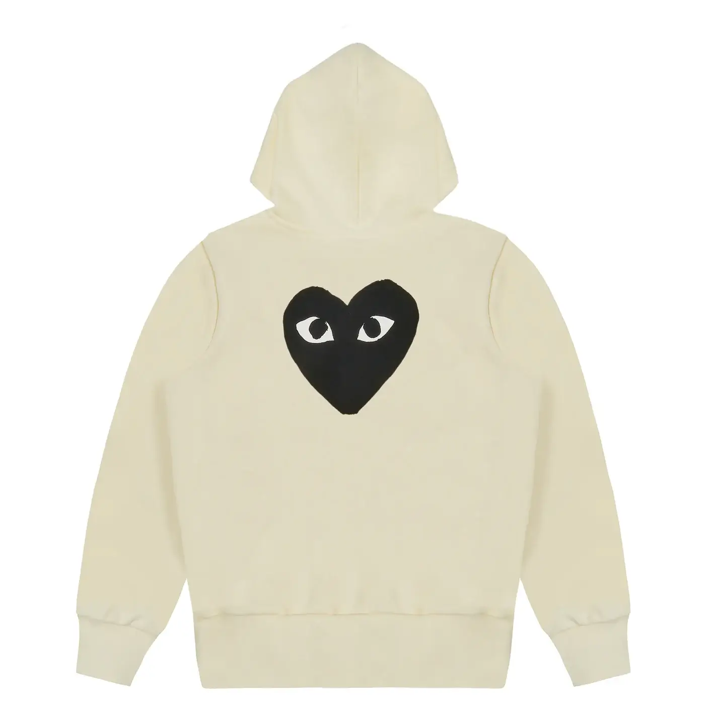 CDG Play Hooded Sweatshirt with Big Hearts Ivory Back Side