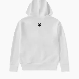 CDG Play Unisex Reverse Black Heart Zip Hooded Sweatshirt White