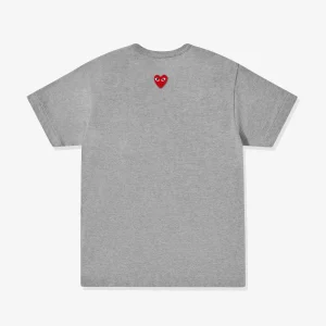 CDG Play Unisex Reverse Red Heart T-Shirt Grey
