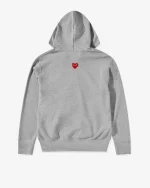 CDG Play Unisex Reverse Red Heart Zip Hooded Sweatshirt Grey