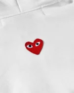 CDG Play Unisex Reverse Red Heart Zip Hooded Sweatshirt White Heart Logo
