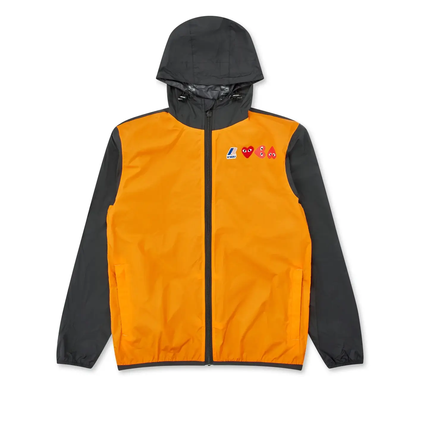 CDG K-Way Zip Jacket Orange Black Front Side