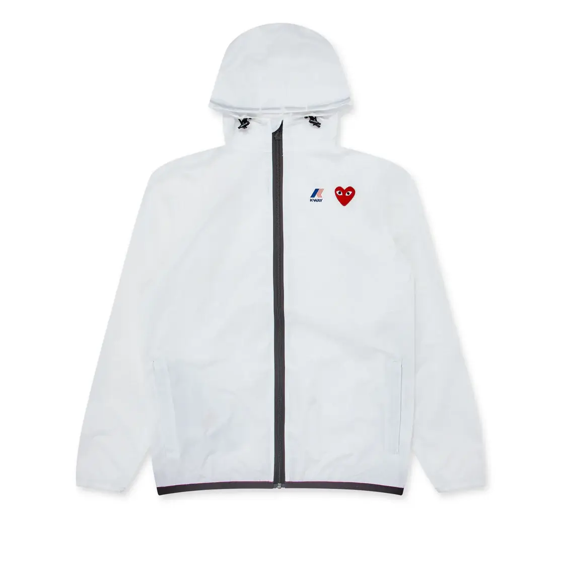 CDG K-Way Zip Jacket White Front Side