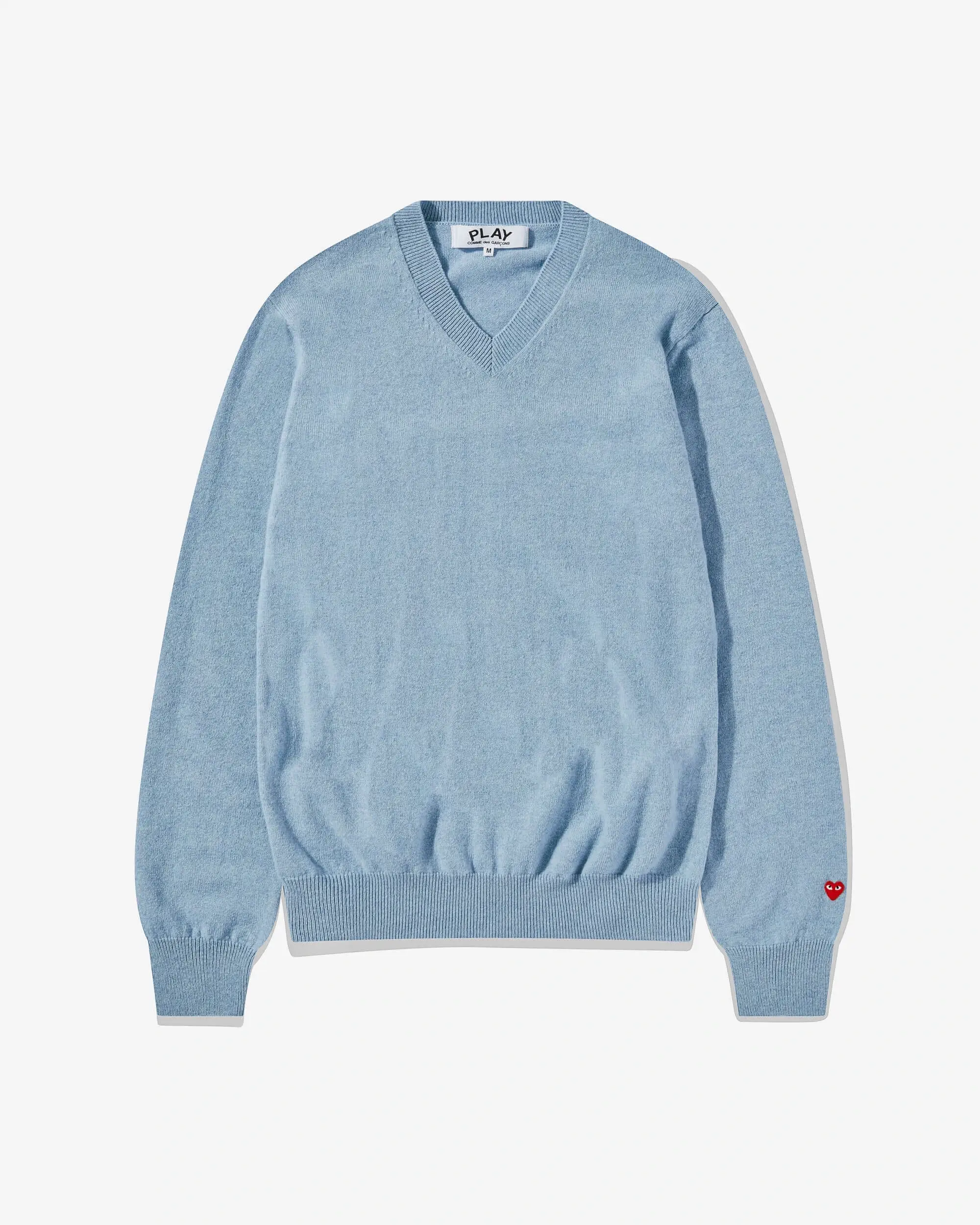 CDG Men Lambswool V Neck Sweater Blue Front Side