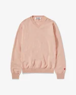 CDG Men Lambswool V Neck Sweater Pink