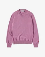 CDG Men Lambswool V Neck Sweater Purple Front Side
