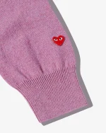 CDG Men Lambswool V Neck Sweater Purple Sleeve Logo