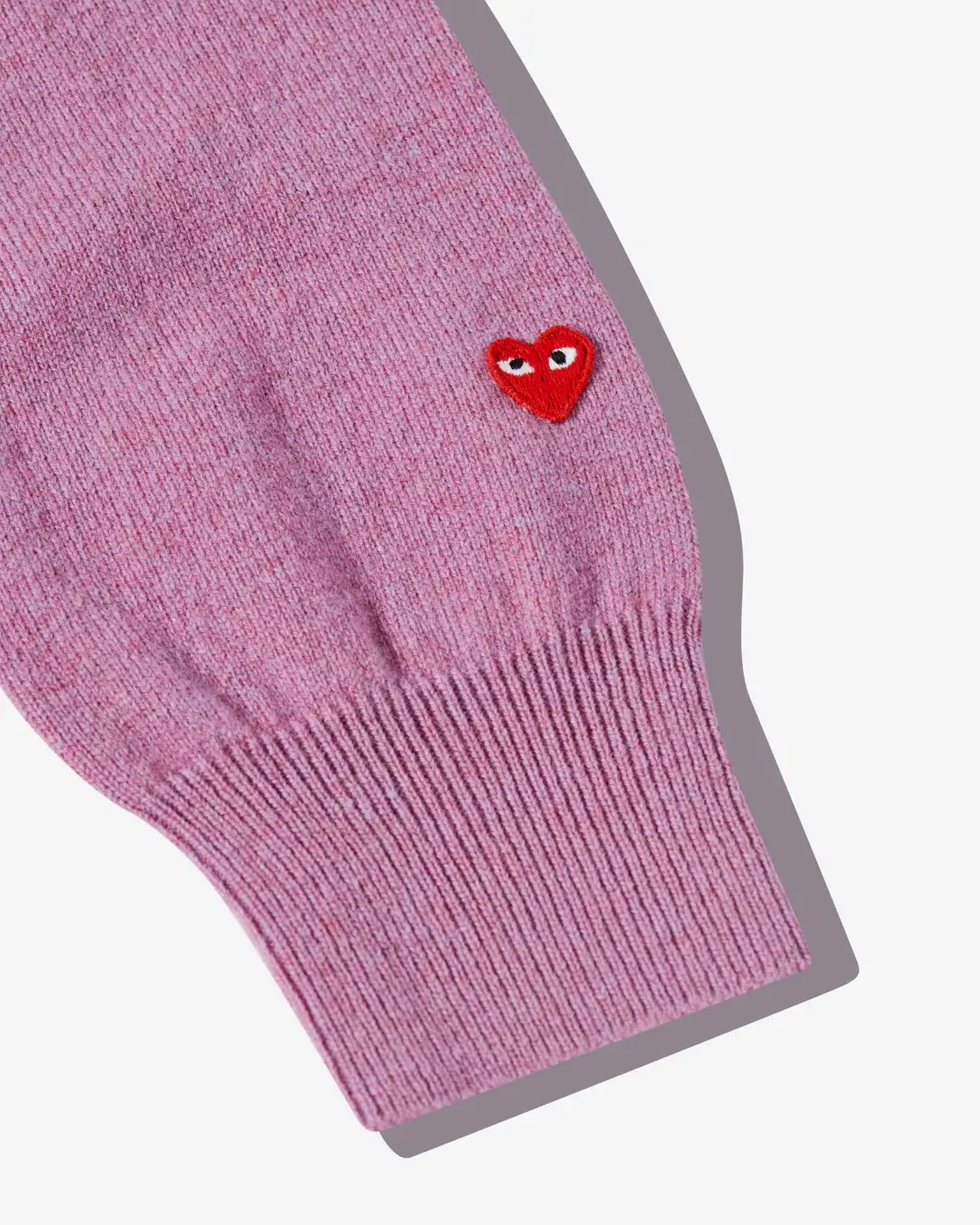 CDG Men Lambswool V Neck Sweater Purple Sleeve Logo