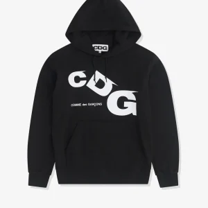 CDG Printed Logo Hoodie Black Front Side