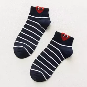 CDG Play Line Heart Socks Black