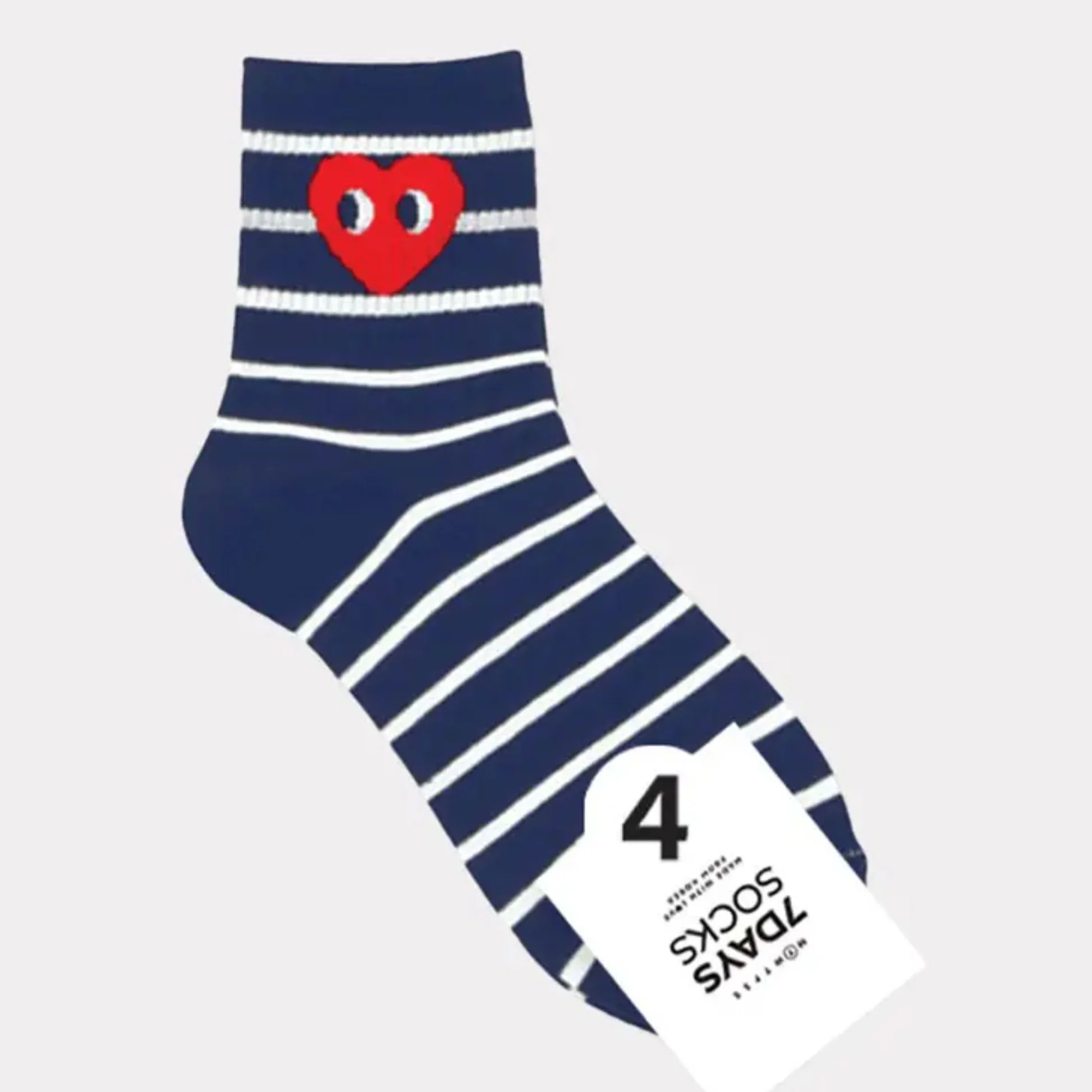 Comme Des Garcon Blue Line Heart Print Socks