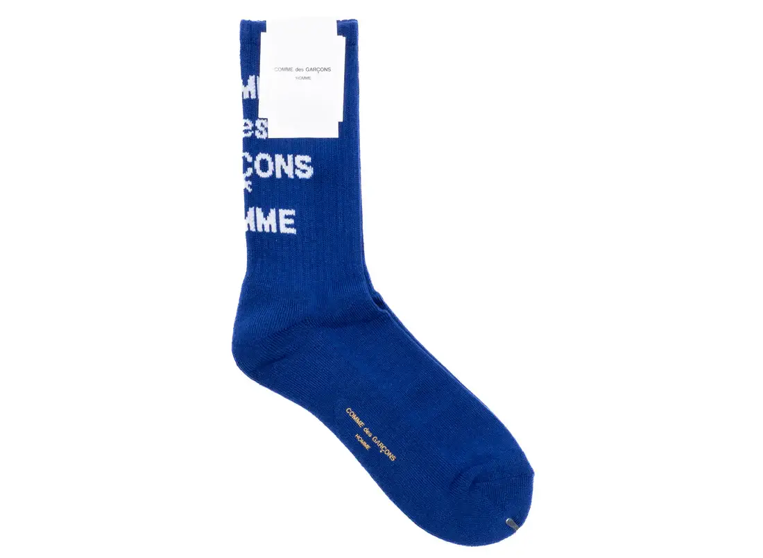 Comme Des Garçon Homme Logo Socks In Blue