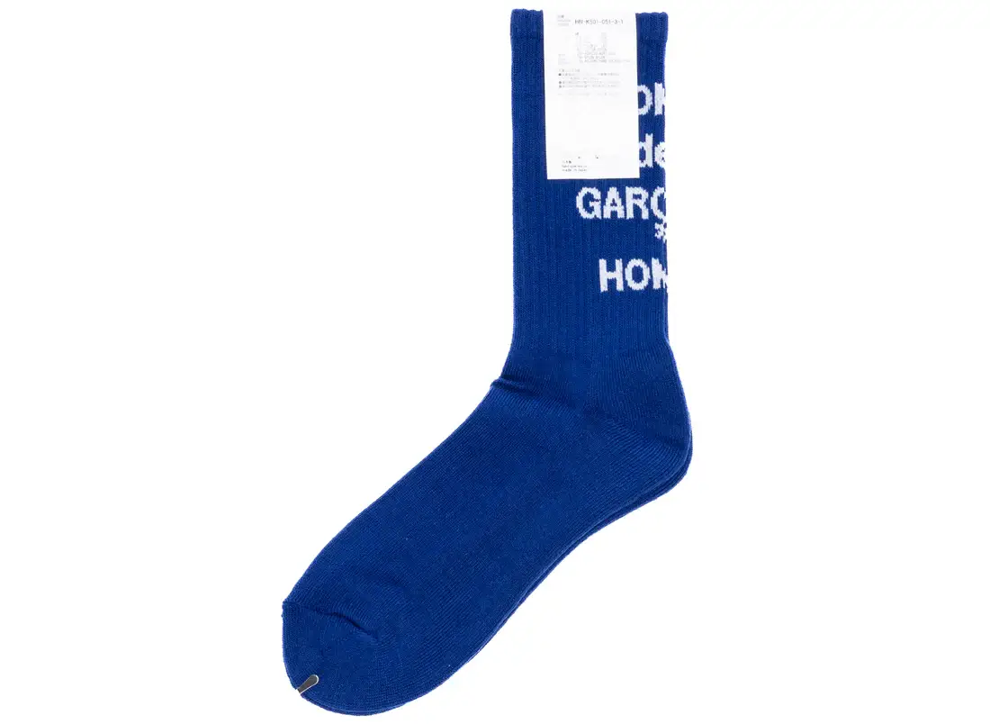 Comme Des Garçon Homme Logo Socks In Blue