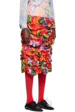 Comme des Garçons Multicolor Floral Midi Skirt Back View Front View