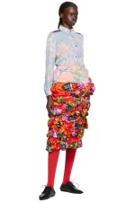 Comme des Garçons Multicolor Floral Midi Skirt - Image 4