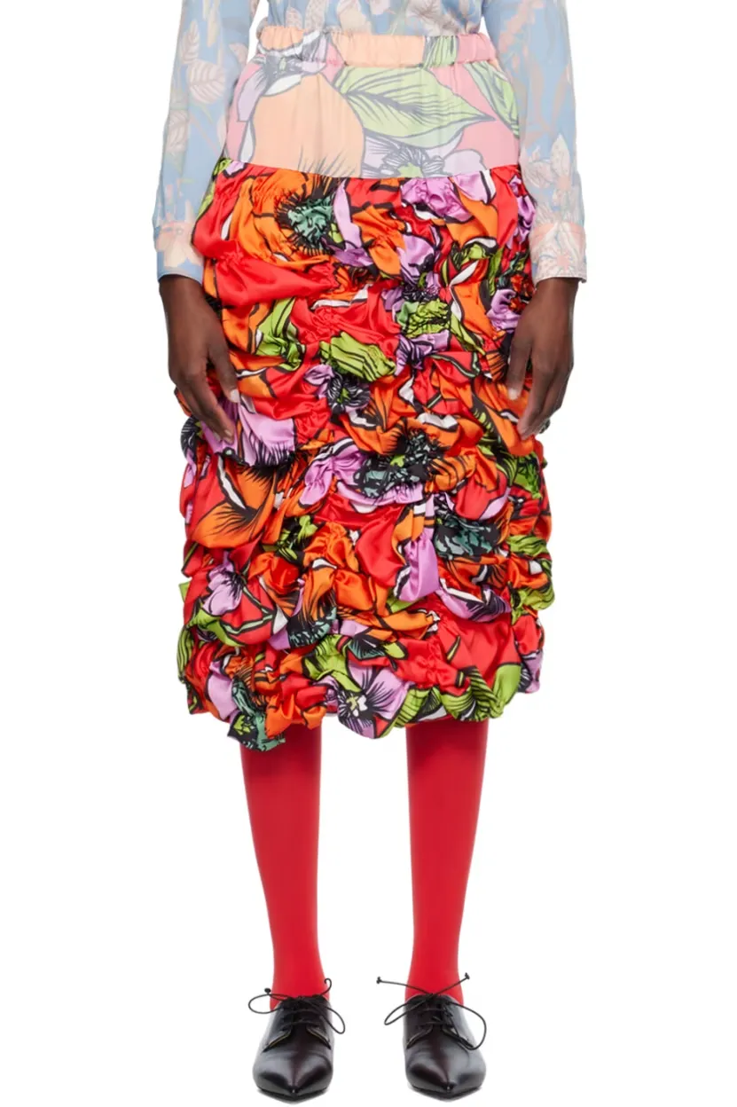 Comme des Garçons Multicolor Floral Midi Skirt