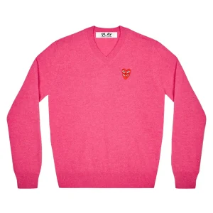 Play Comme des Garçons Double Eye V Neck Sweater Pink