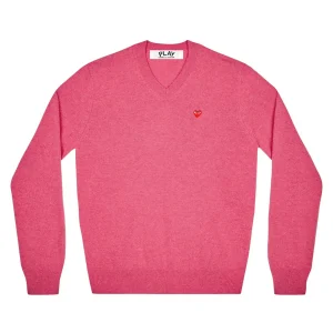Play Comme des Garçons Mini Heart V Neck Sweater Pink